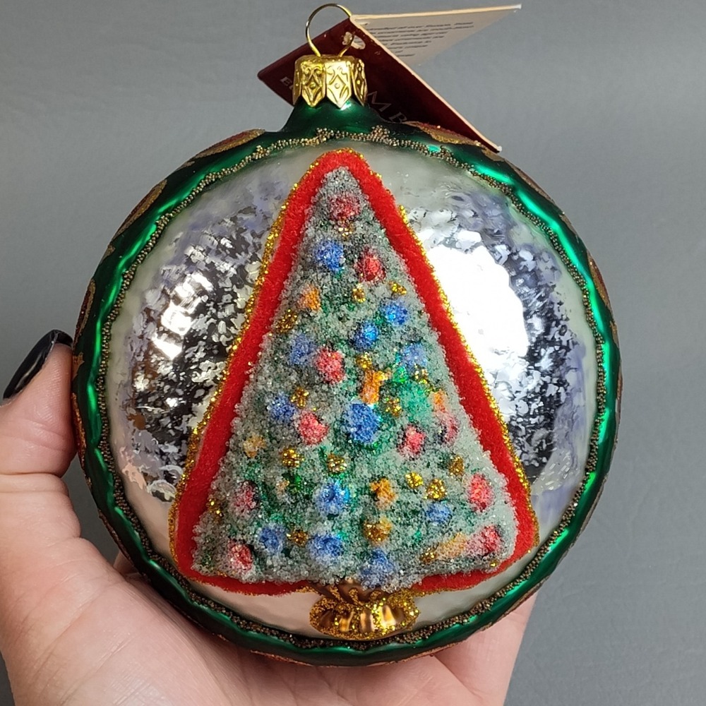 Bombay European Treasures Hand Blown Glass Frosted Christmas Tree Ornament NWT - Picture 7 of 12